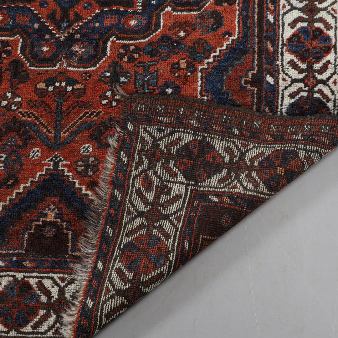 Hand-Knotted Rare Antique Rug Caucasian Oriental Rug Handmade Carpet Rustic Qashqai Area Rug For Sale