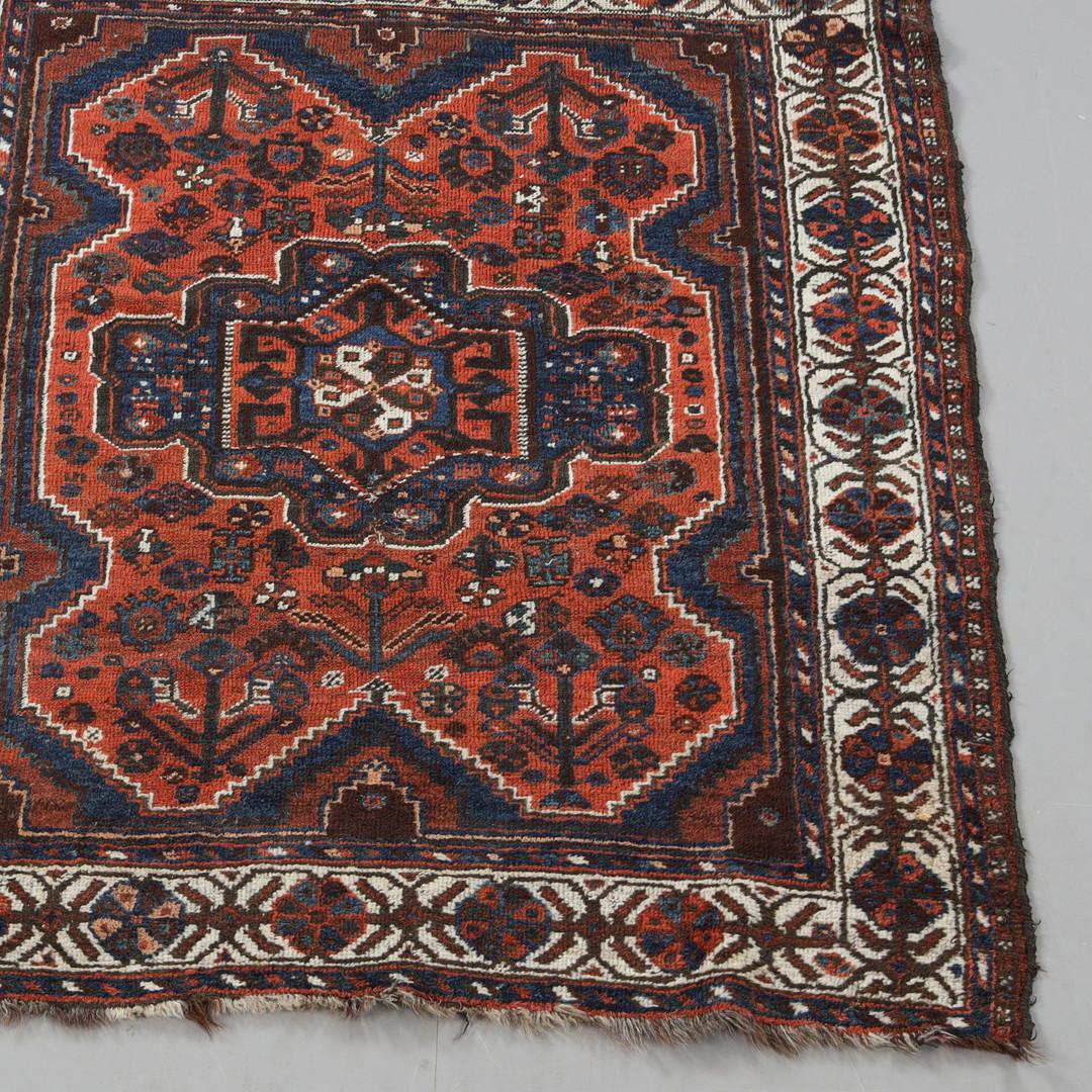 Late 19th Century Rare Antique Rug Caucasian Oriental Rug Handmade Carpet Rustic Qashqai Area Rug For Sale