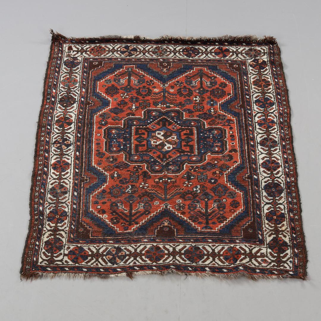 Wool Rare Antique Rug Caucasian Oriental Rug Handmade Carpet Rustic Qashqai Area Rug For Sale