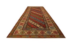 Rare Antique Rug Caucasian Oriental Rug Handmade Carpet Shirvan Area Runner