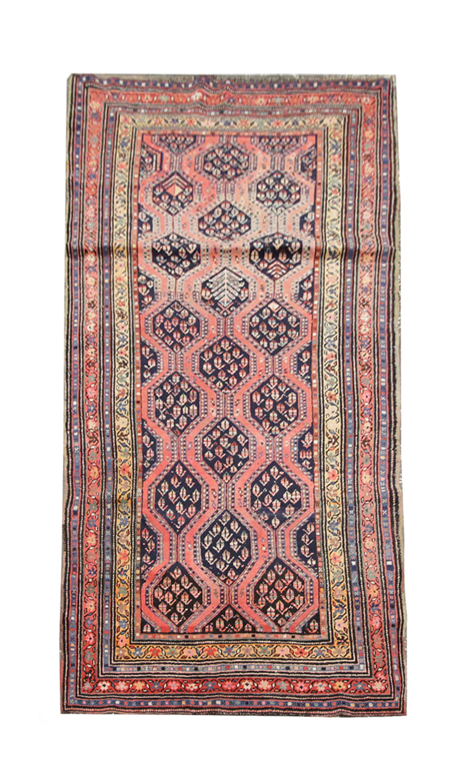 Rare Antique Rug Caucasian Rug Blush Pink Carpet Oriental Rugs for Sale For Sale 1