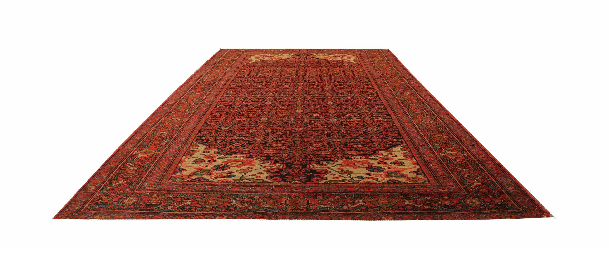 Malayer Rare Antique Rug All Over Handmade Carpet Herati Livingroom Rugs Sale  For Sale