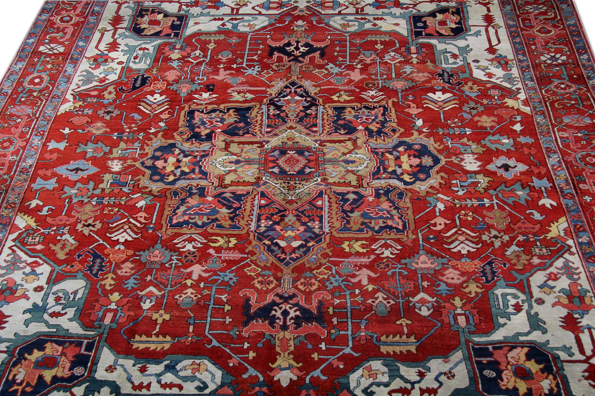 Seltener Antiker Teppich Traditioneller Handgefertigter Teppich Großer Wollteppich Rost im Zustand „Hervorragend“ im Angebot in Hampshire, GB