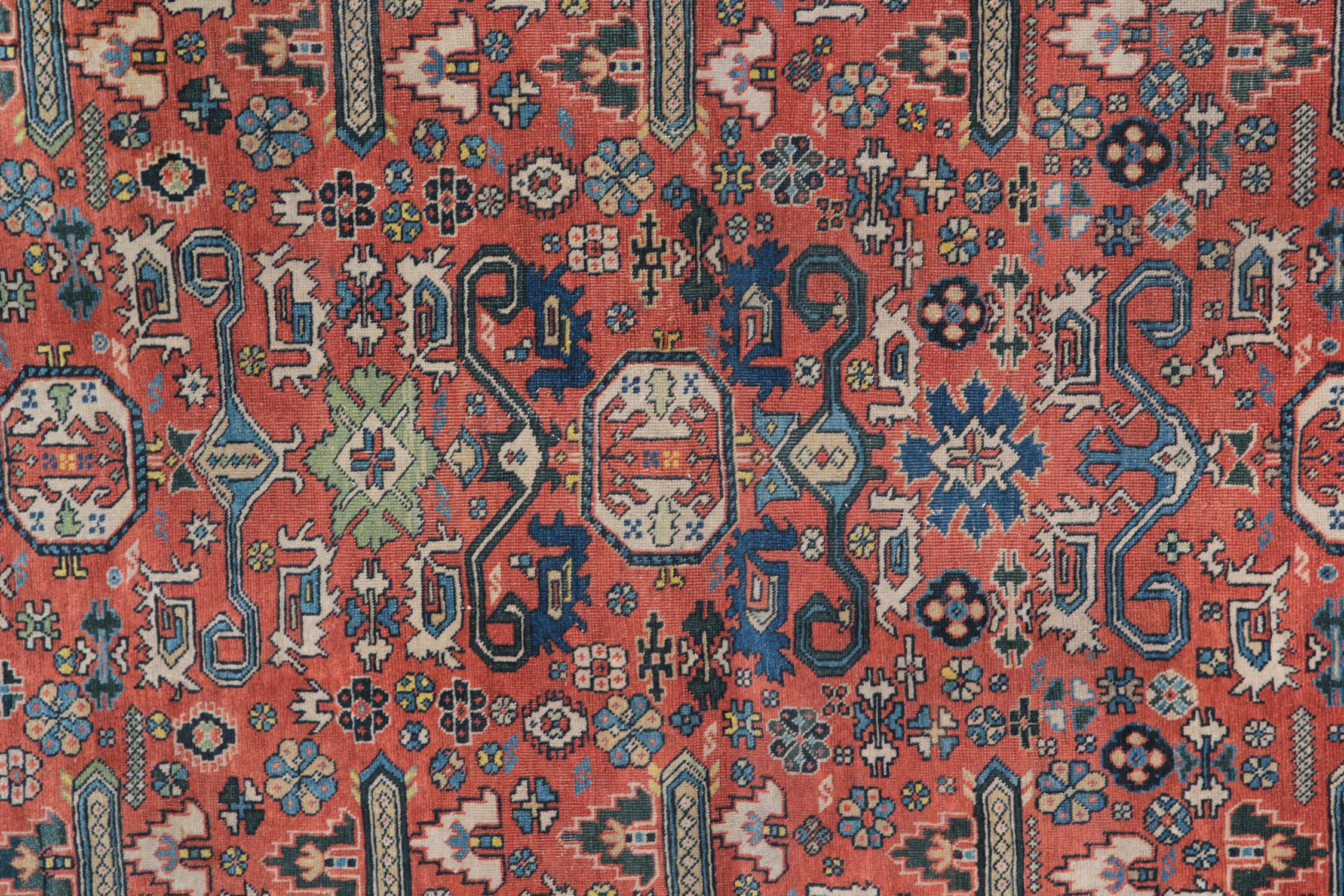 Armenian Rare Antique Rugs Caucasian Floor Rug from Yerevan, Oriental Rug Handmade Carpet