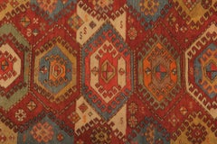 Rare Antique Rugs Handmade Carpet Geometric Red Rugs Rich Traditional Kazak Rug