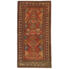 Rare Antique Rugs Handmade Geometric Red Rugs Rich Traditional Kazak Rug Carpet