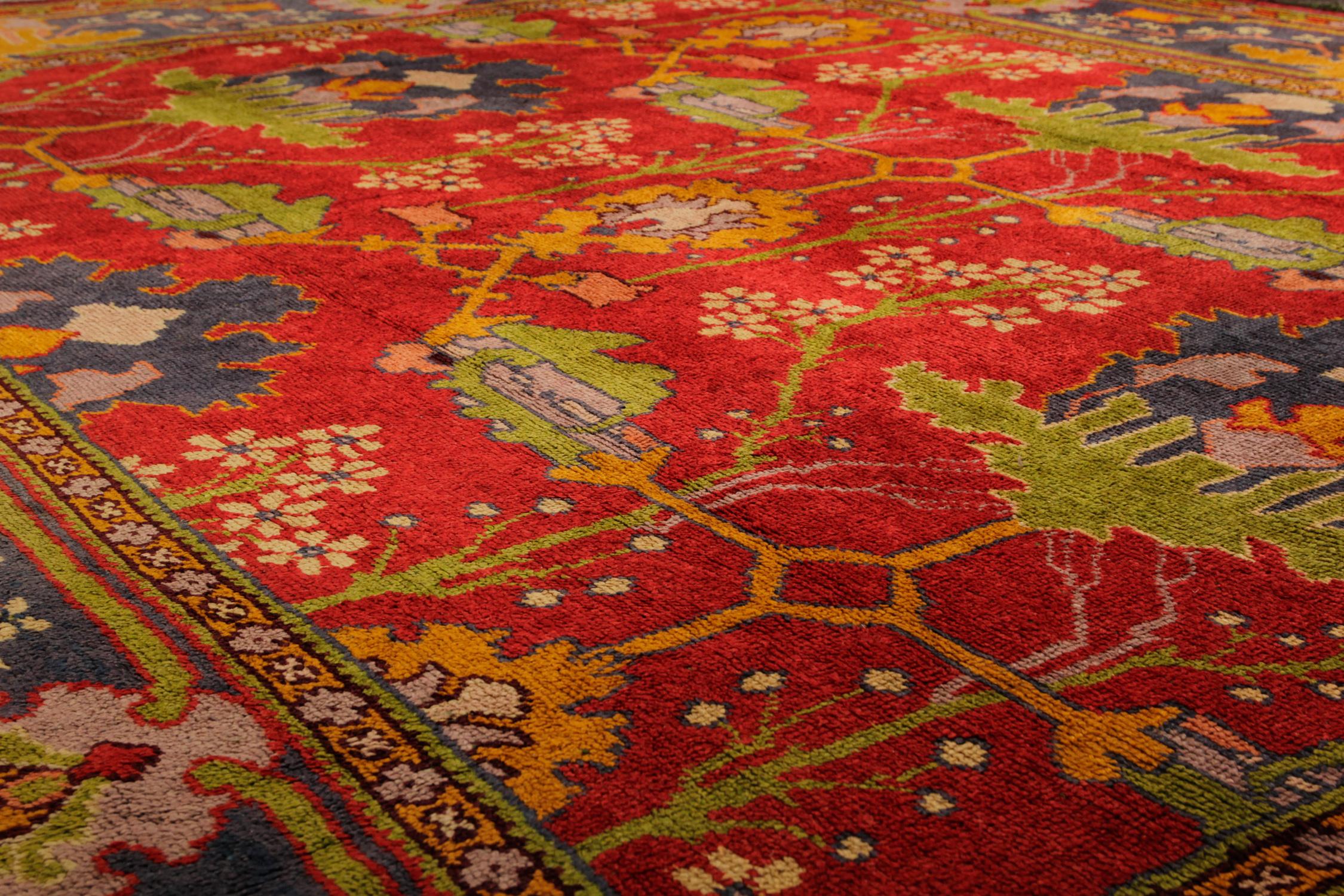 Rare Antique Rugs Irish Donegal Traditional Red Wool Carpet for Sale