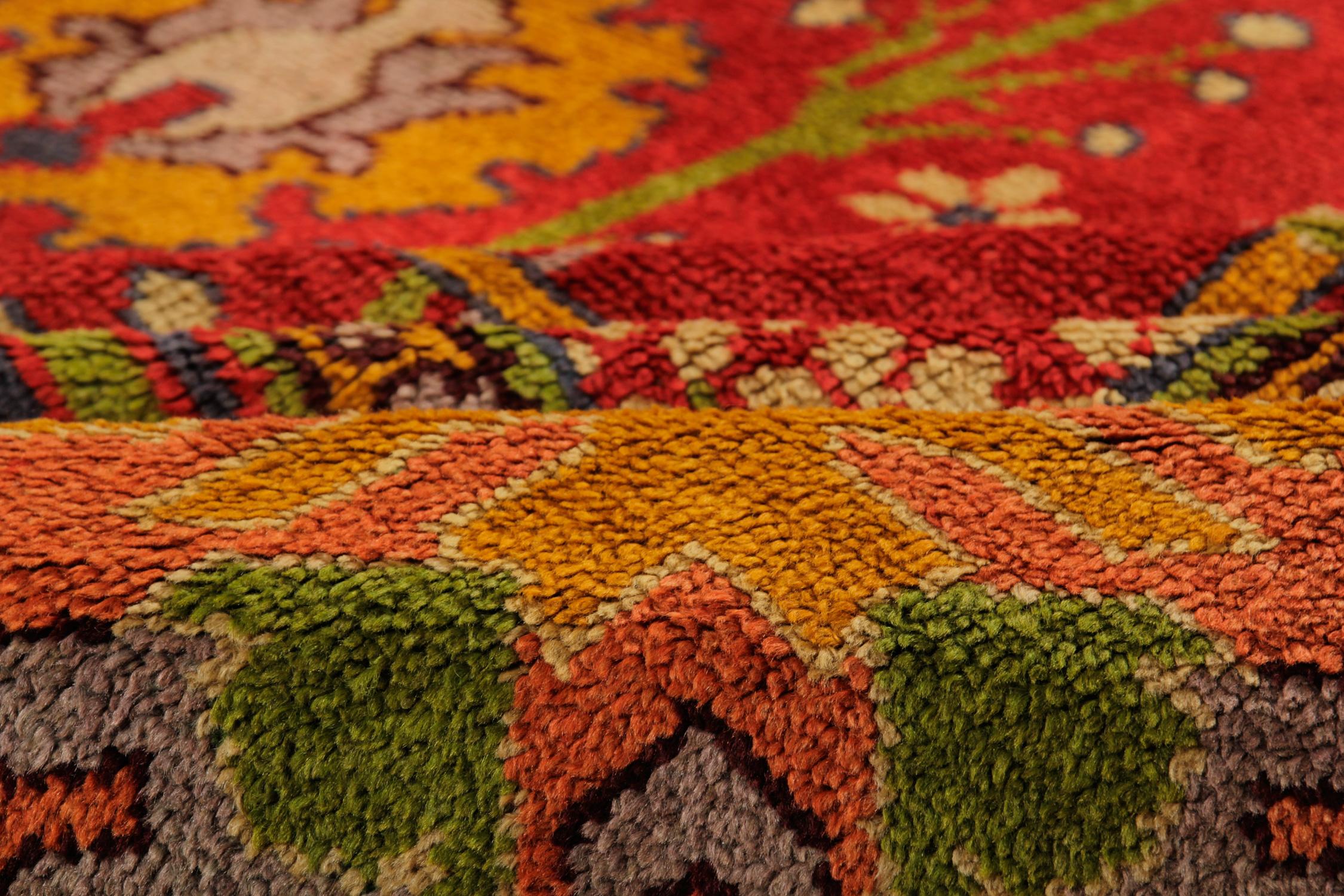 Rare Antique Rugs Irish Donegal Traditional Red Wool Carpet for Sale