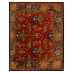 Rare Antique Rugs Irish Donegal Traditional Red Wool Carpet for Sale