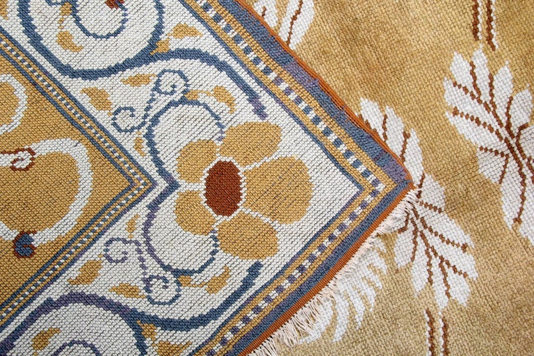 Rare Antique Rugs, Irish Floral Handmade Carpet Art Deco Design at 1stDibs