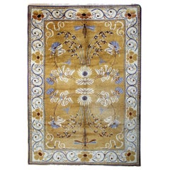 Rare Antique Rugs, Irish Floral Handmade Carpet Art Deco Design
