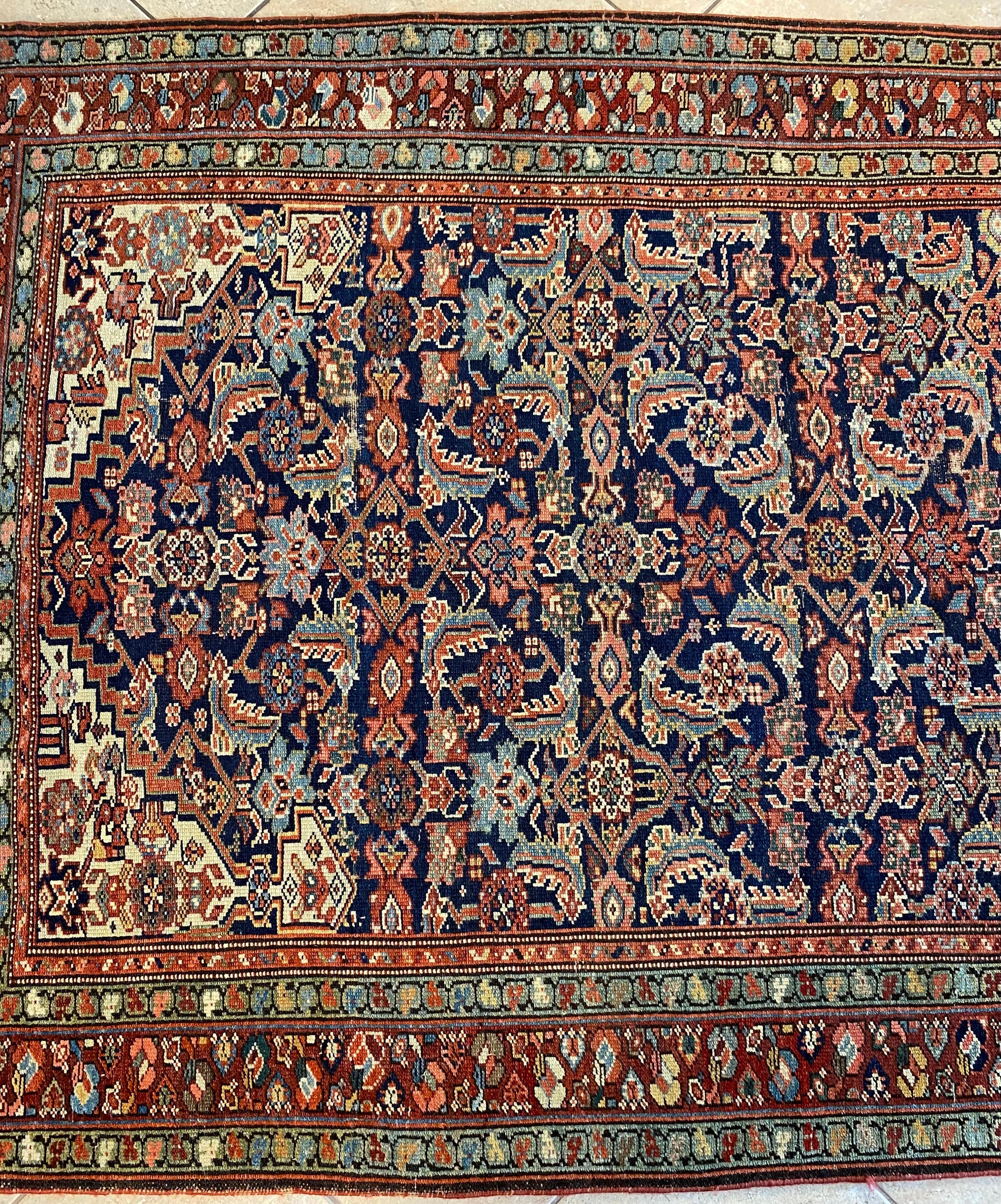 Handgewebter seltener antiker Läufer Teppich Langer traditioneller Orientteppich Läufer aus Wolle im Angebot 4