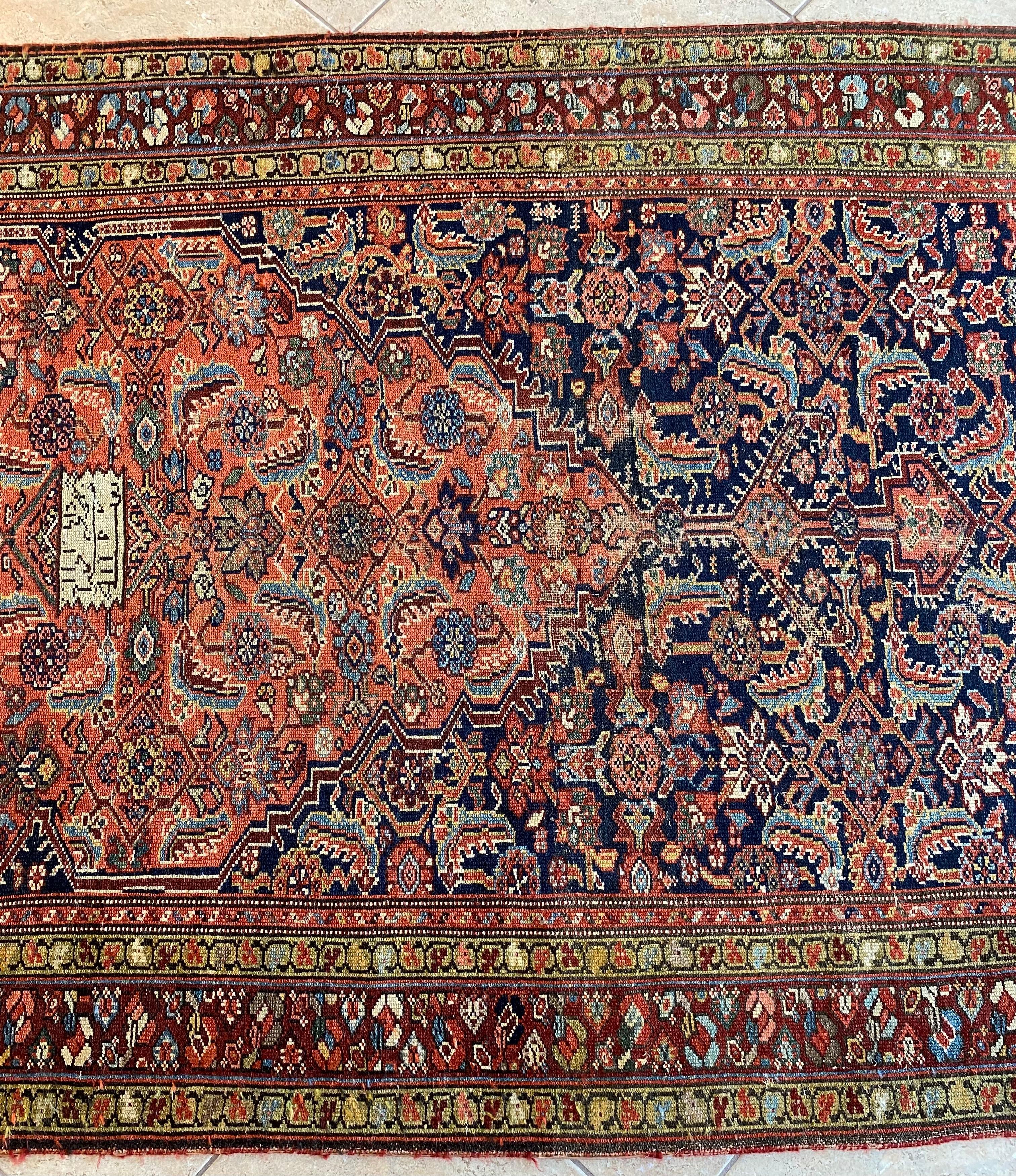 Handgewebter seltener antiker Läufer Teppich Langer traditioneller Orientteppich Läufer aus Wolle im Angebot 7