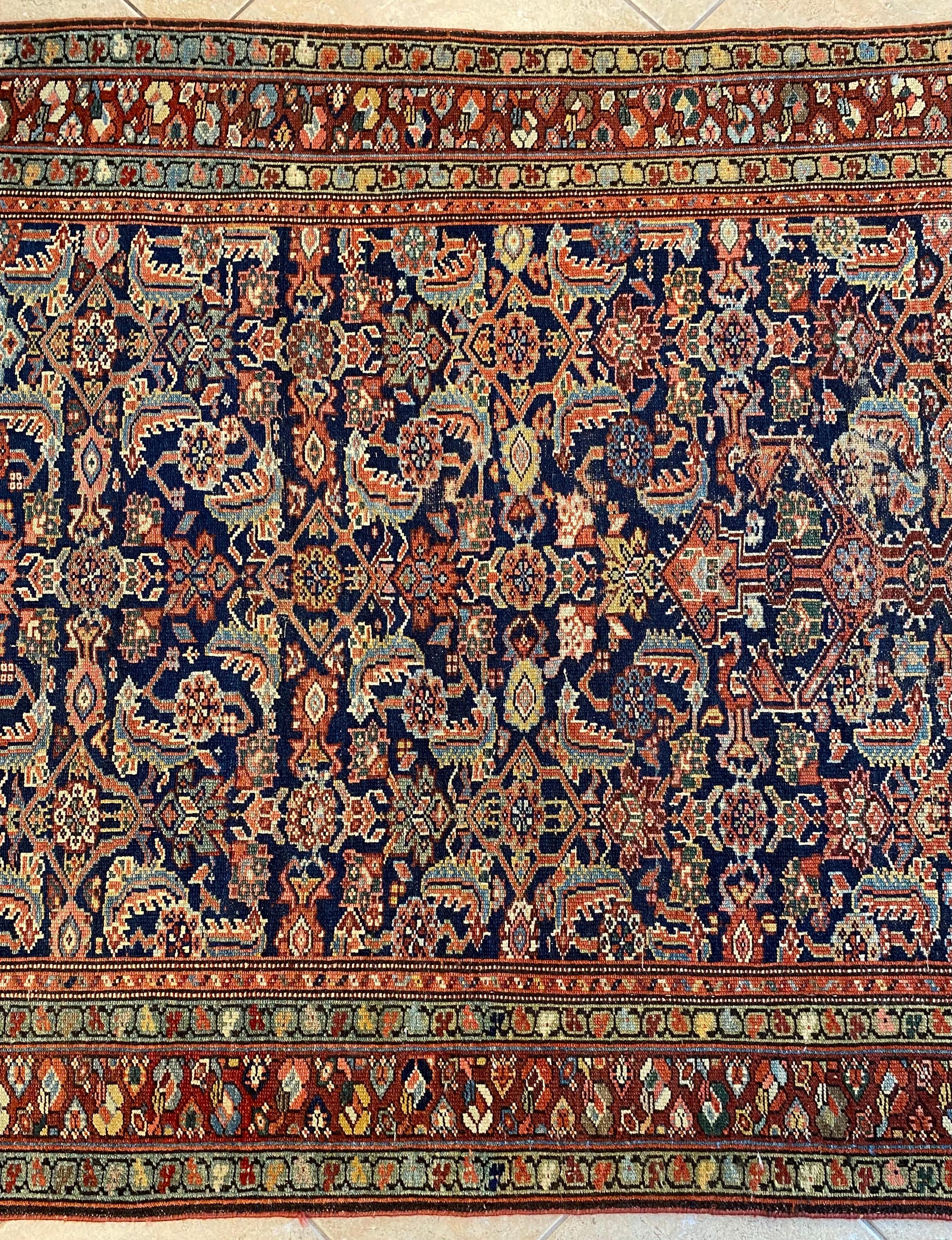 Handgewebter seltener antiker Läufer Teppich Langer traditioneller Orientteppich Läufer aus Wolle im Angebot 9