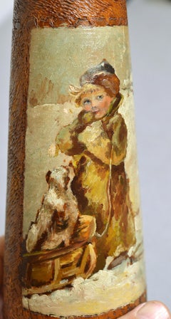 Rare Antique Russian Abramtsevo Vase Hand Wood Carving Painting by Boehm