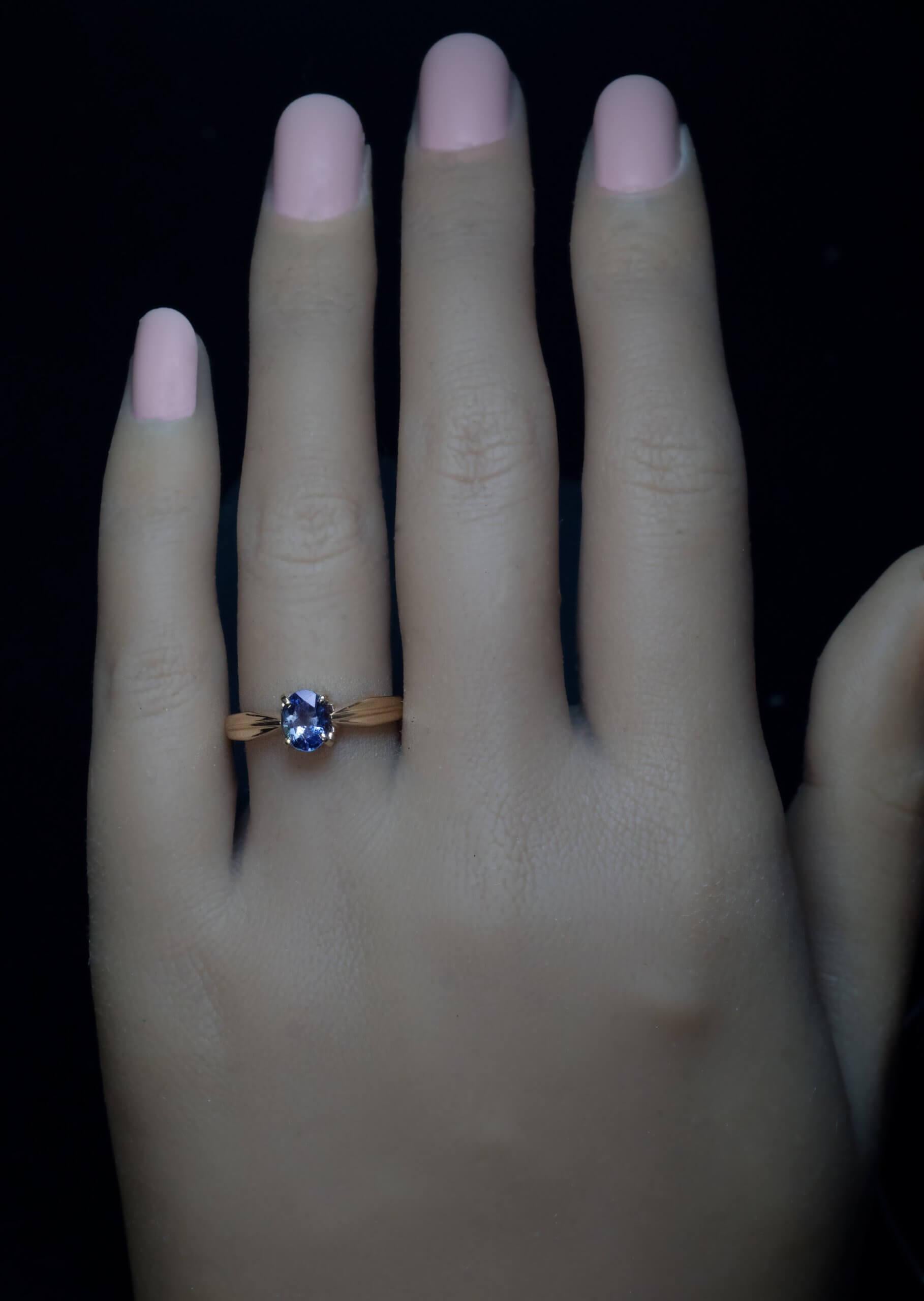 This antique 14K gold ring from the early 1900s features a very rare 0.81 carat Russian Alexandrite with prominent color change (90 to 100%). The quality of color change from blue-green to pinkish purple is excellent.  The ring is accompanied by the