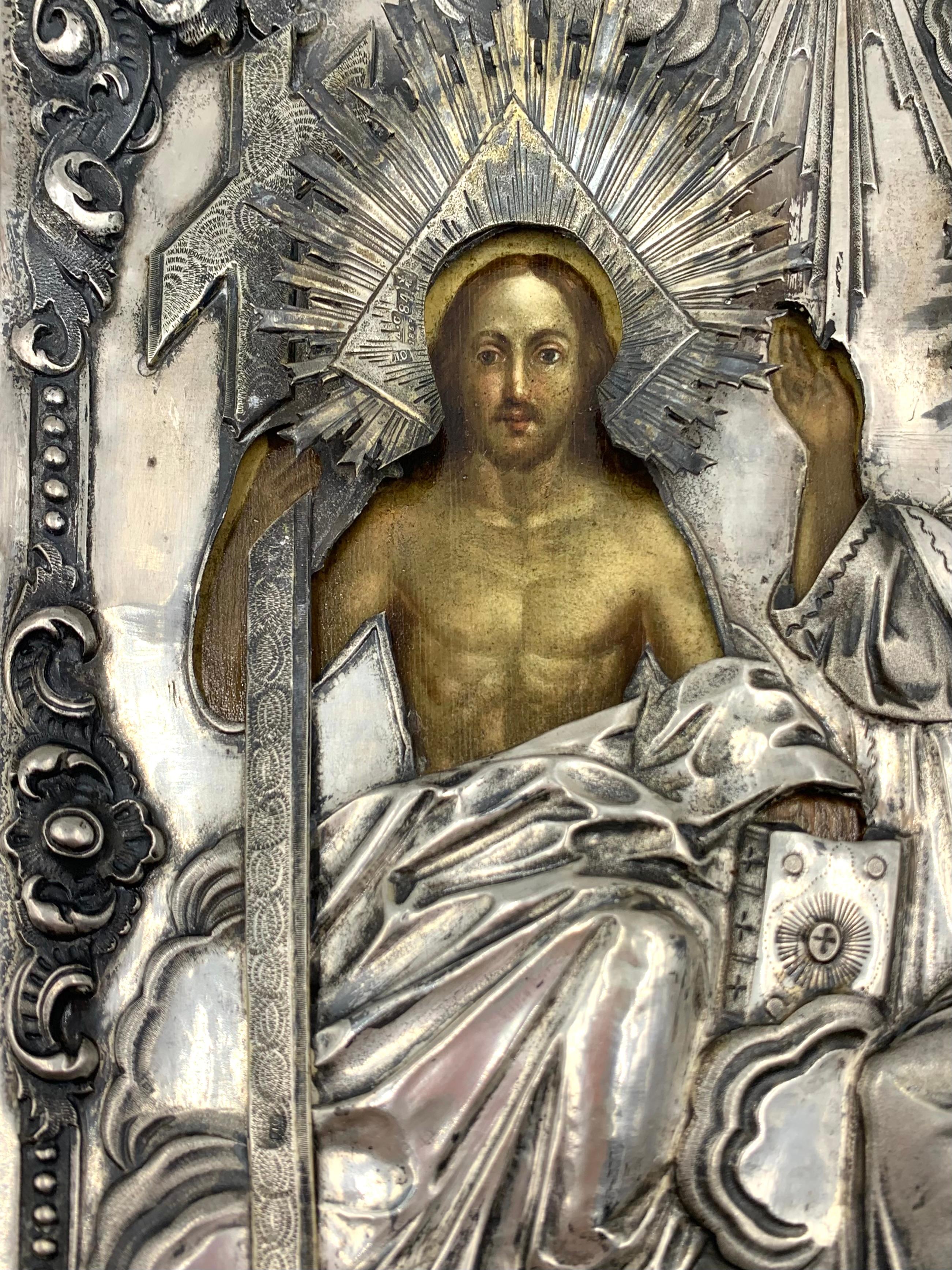 Rare Antique Russian Moscow School Silver Enamel Icon of the Holy Trinity, 1853 For Sale 12
