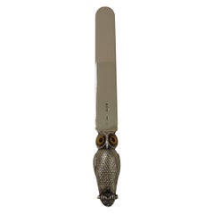 Rare Antique Sampson Mordan Silver Owl Paper Knife