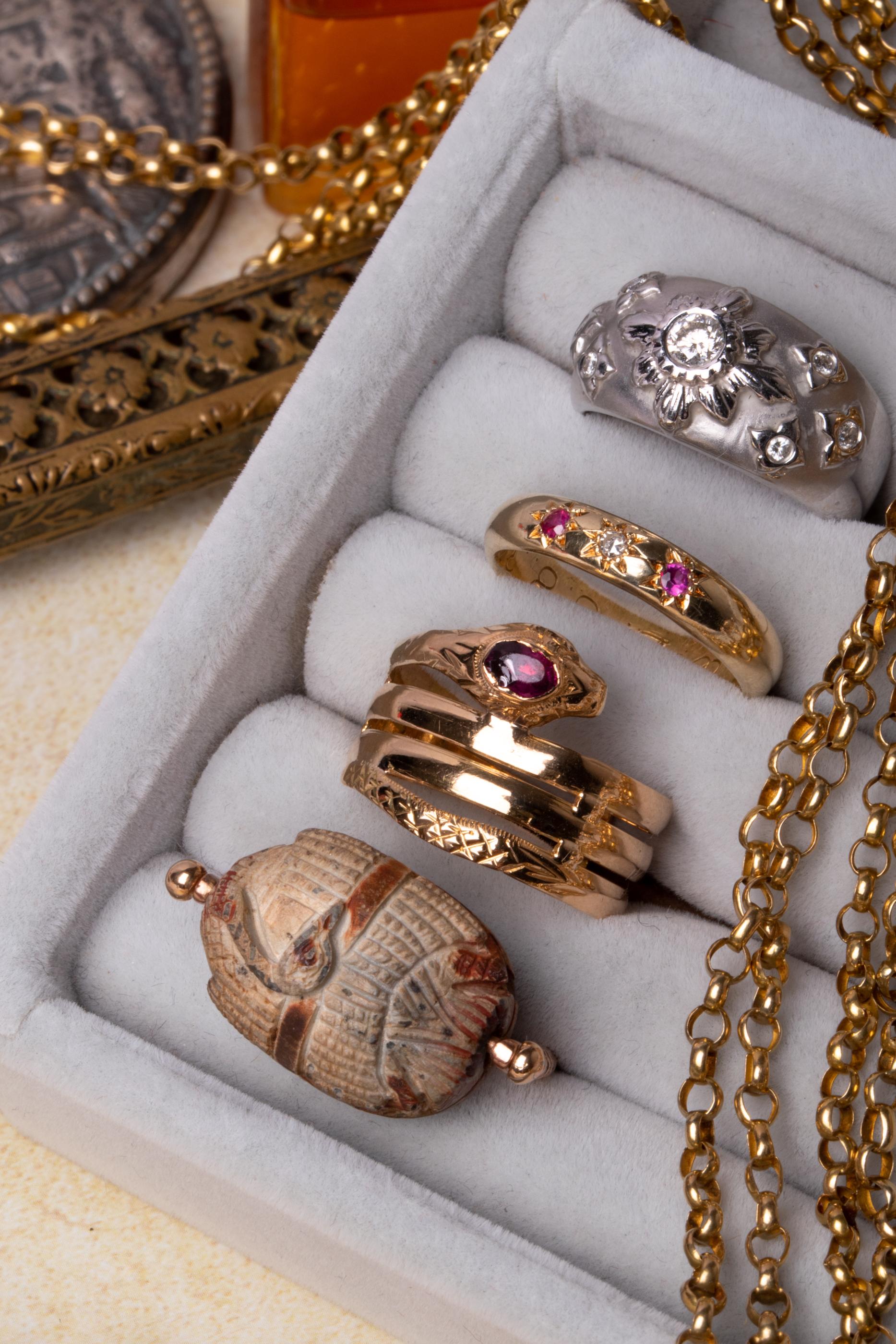 Women's or Men's Rare Antique Scarab Swivel Ring, Golden Hieroglyph Ring, Antique Gold Duck Ring