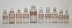 Rare Antique Set of X10 Pharmacy Bottles Apothecary Glass with Gold Leaf