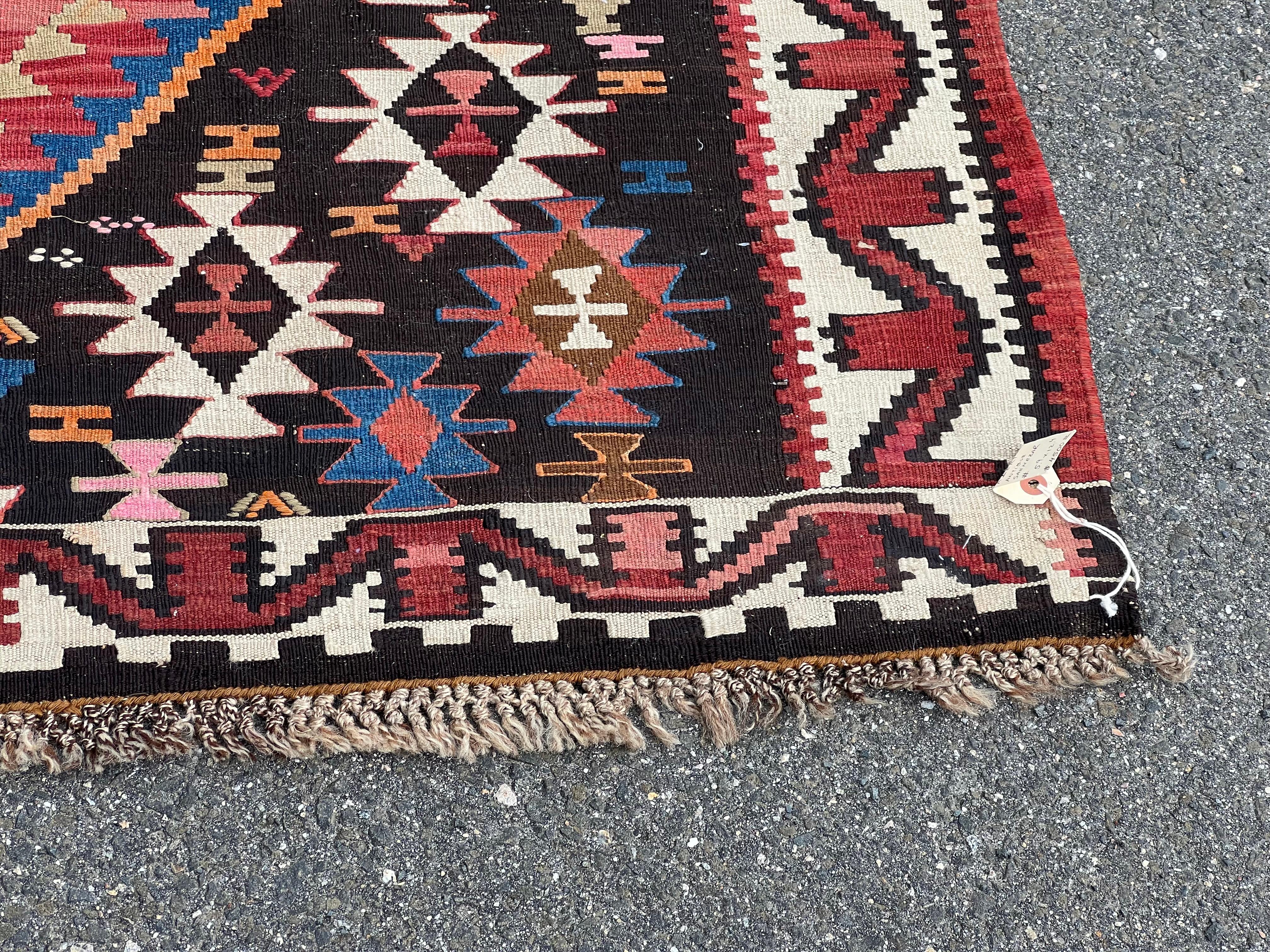 Seltener antiker Shahsevan Azeri Kilim Teppich, c. Spätes 19. Jahrhundert - 5'9 x 12'4 im Angebot 3