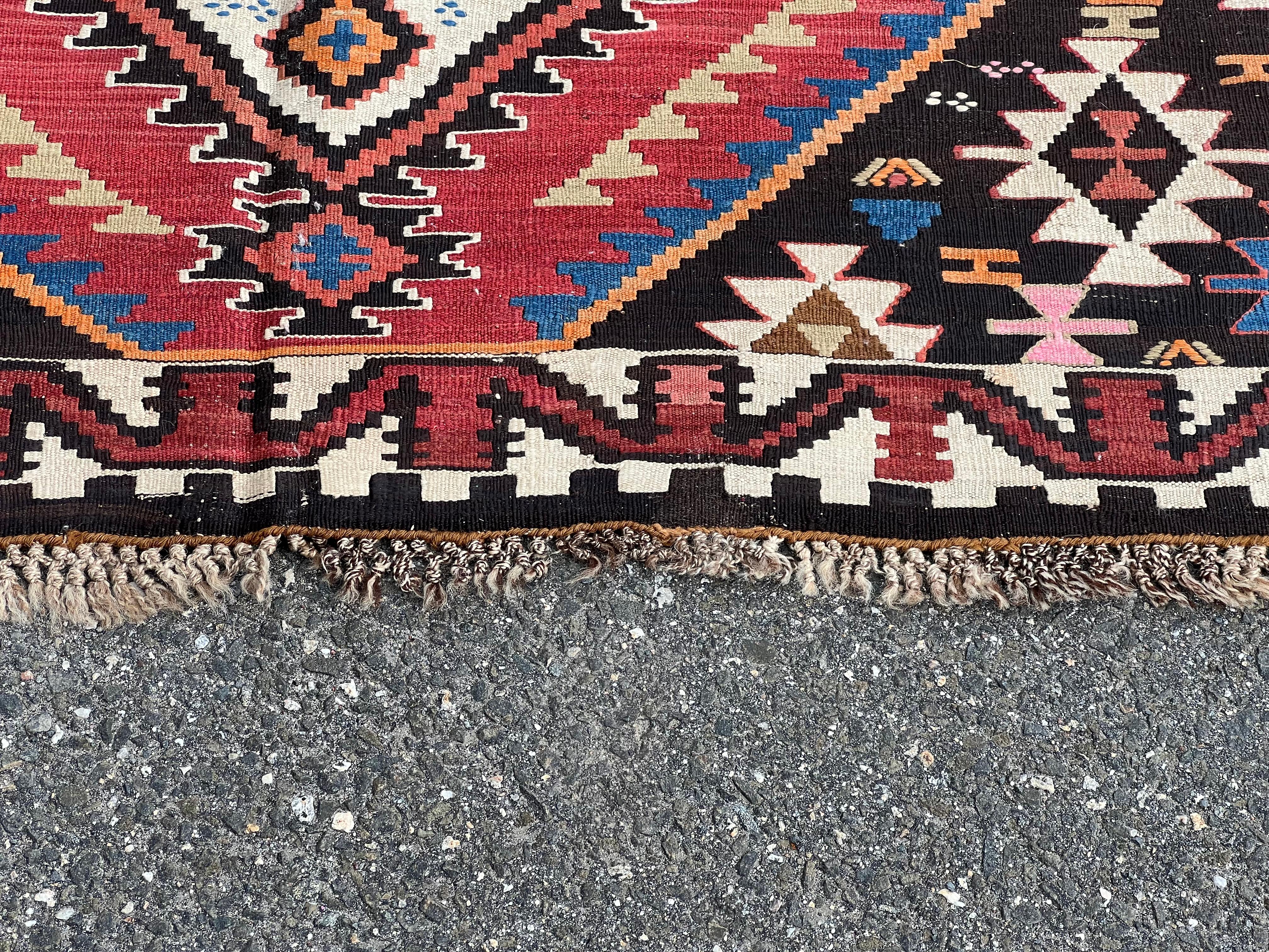 Seltener antiker Shahsevan Azeri Kilim Teppich, c. Spätes 19. Jahrhundert - 5'9 x 12'4 im Angebot 2