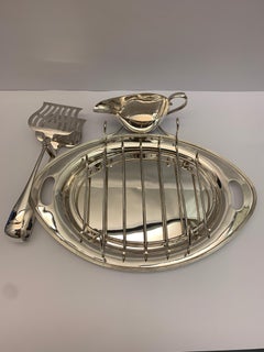 Rare Antique Silver Asparagus Serving Dish, 1920s