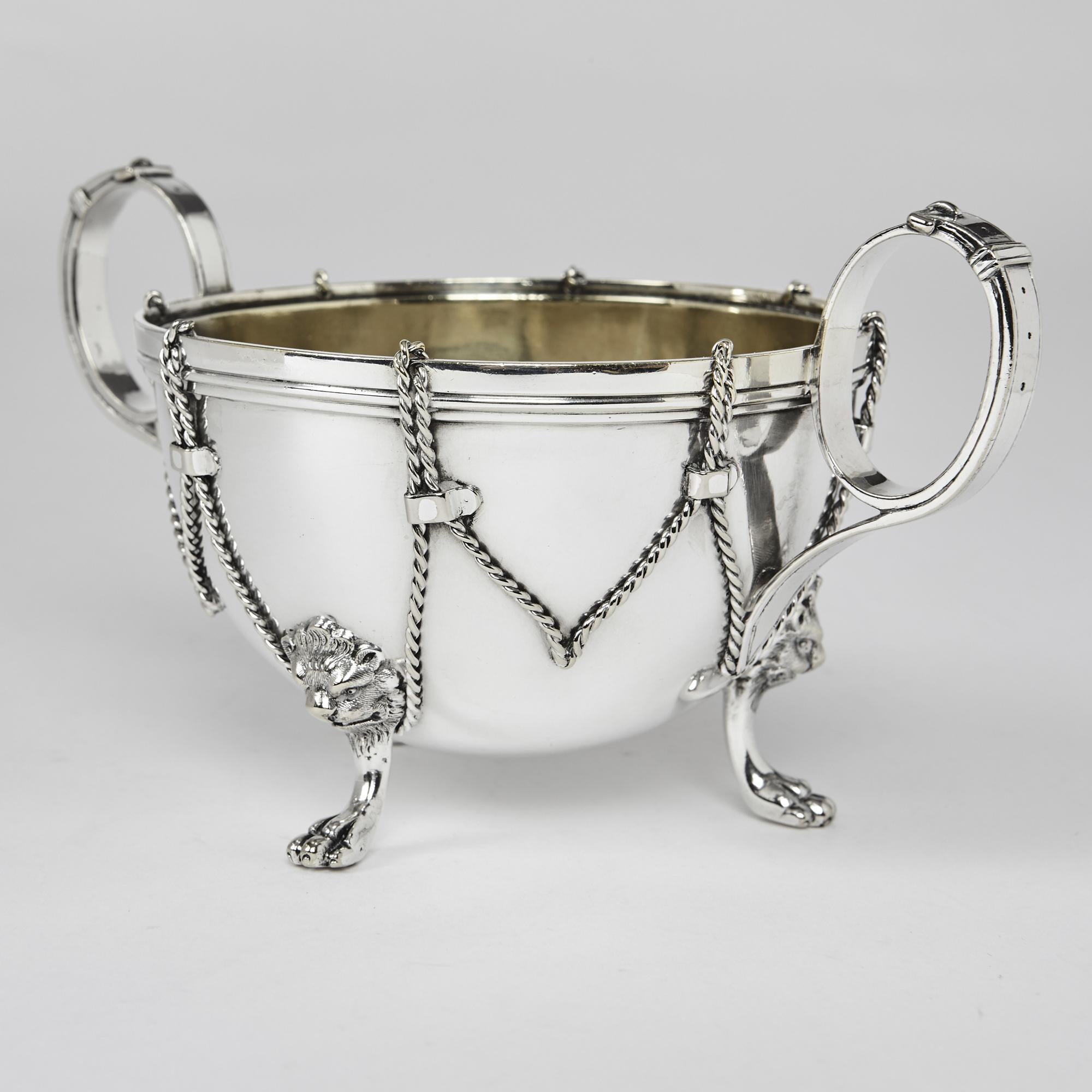 Rare Antique Silver Plated Kettle-Drum Tea Set For Sale 3