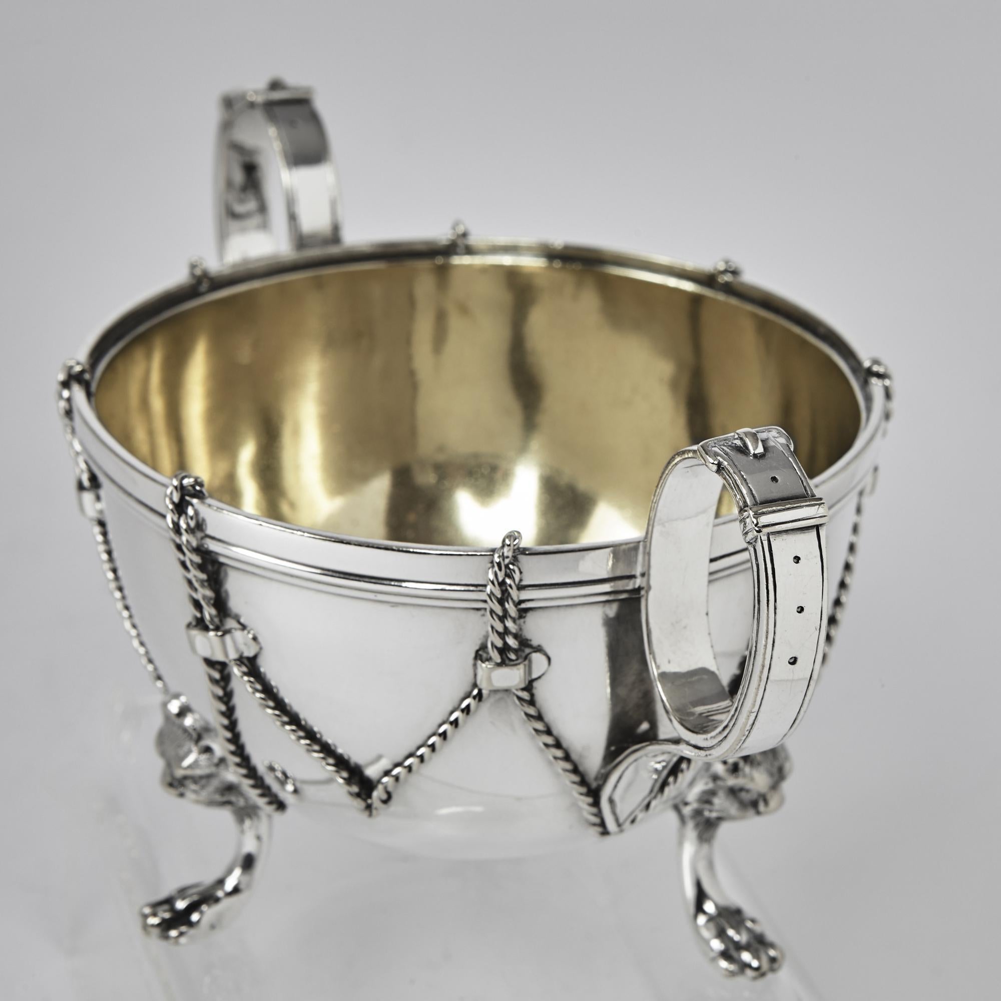 Rare Antique Silver Plated Kettle-Drum Tea Set For Sale 4