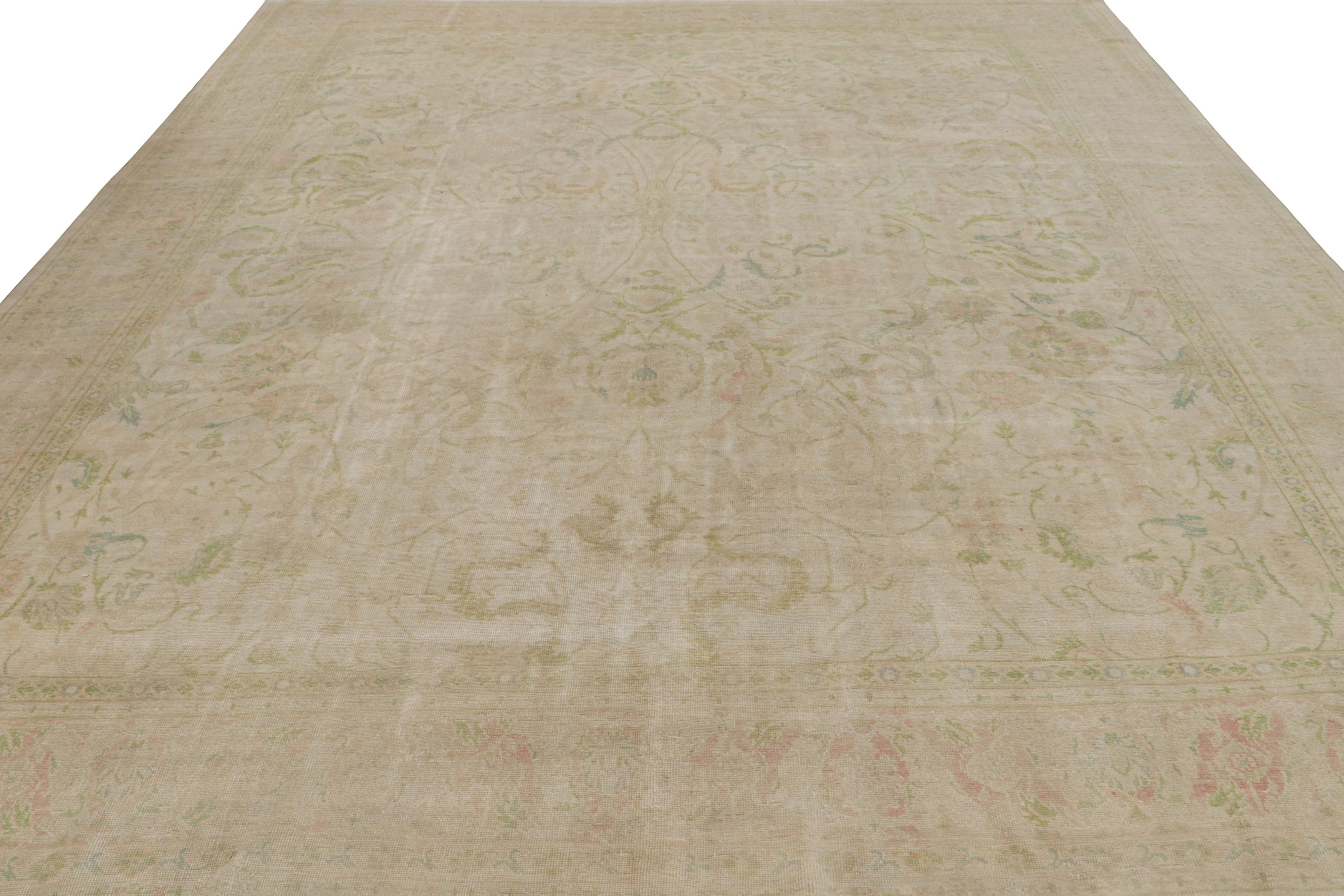 Turkish Rare Antique Sivas Rug, with Pink and Green Floral Patterns, from Rug & Kilim For Sale