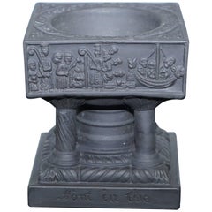 Rare Antique Slate Grand Tour Souvenir of Winchester Cathedrals Font Holy Water