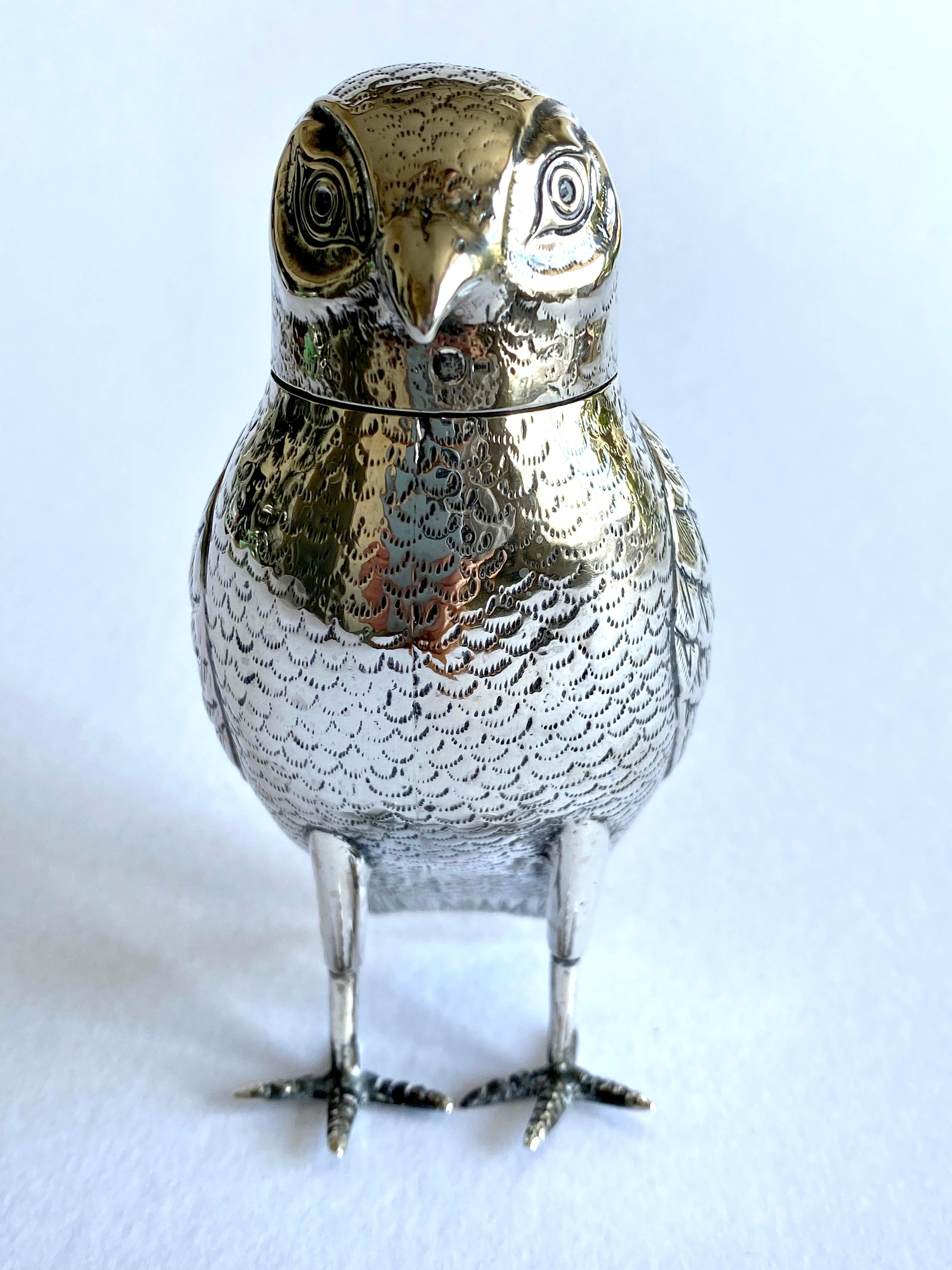 Rare Antique Solid Silver Dutch Owl Drinking Cup 19th Century In Good Condition In London, GB