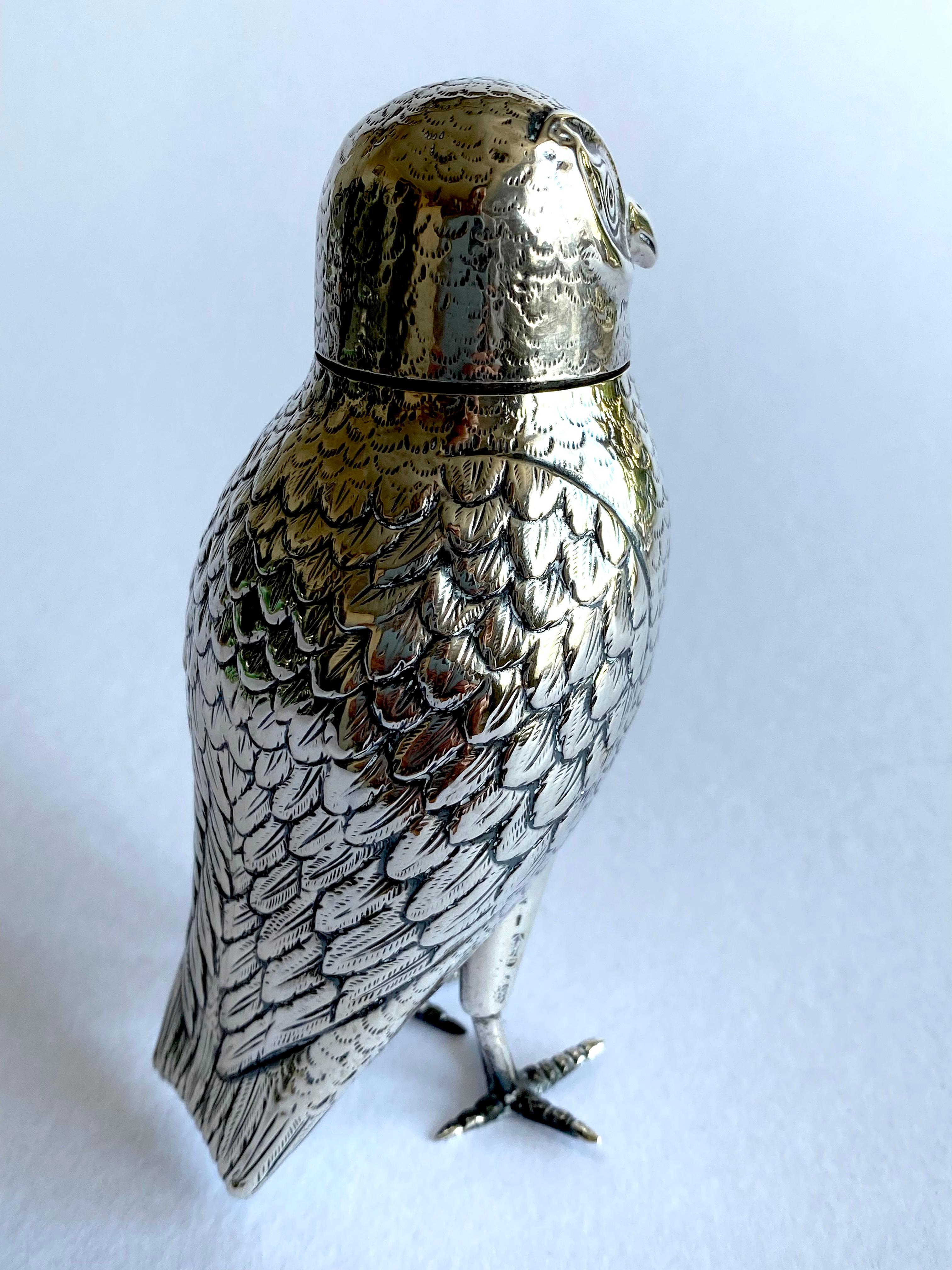 Rare Antique Solid Silver Dutch Owl Drinking Cup 19th Century 1