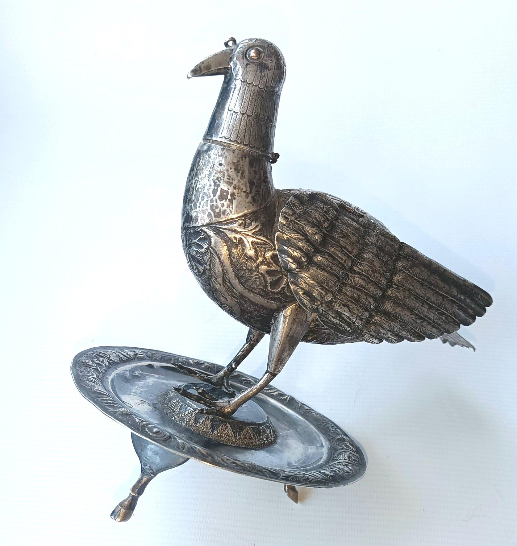 Rare Antique South American Colonial Silver Bird Vessel 18th C  Peru Bolivia In Good Condition In London, GB