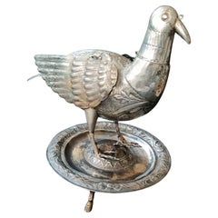 Seltenes antikes südamerikanisches Kolonialsilber-Vogelgefäß 18.Jh. Peru Bolivien