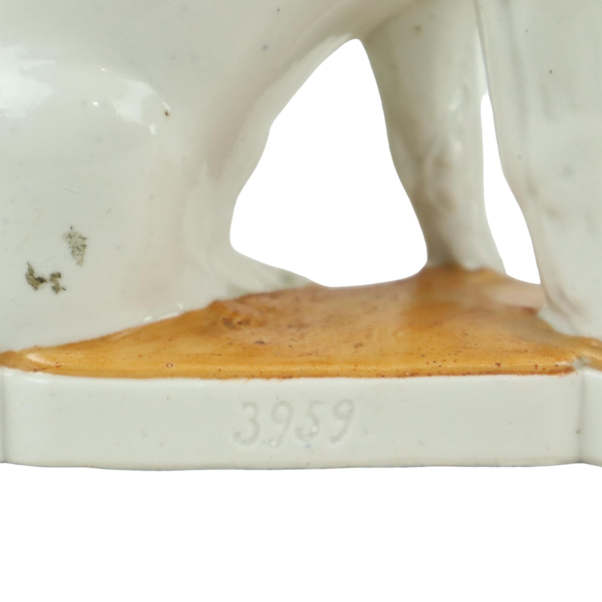 Rare Antique Statue Bulldog Pug with Puppies Art Nouveau Porcelain For Sale 3