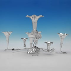 Raro centrotavola in argento 925 con fiori - 1910 Mappin & Webb
