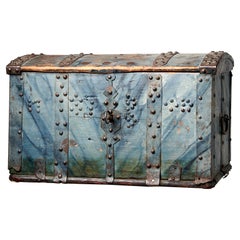 Rare Antique Swedish Blue Marbled Pine Chest