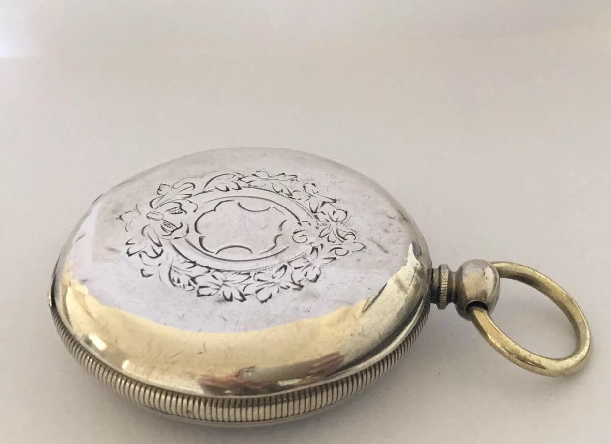 Rare Antique Swinging Pendulum Silver Pocket Watch For Sale 3
