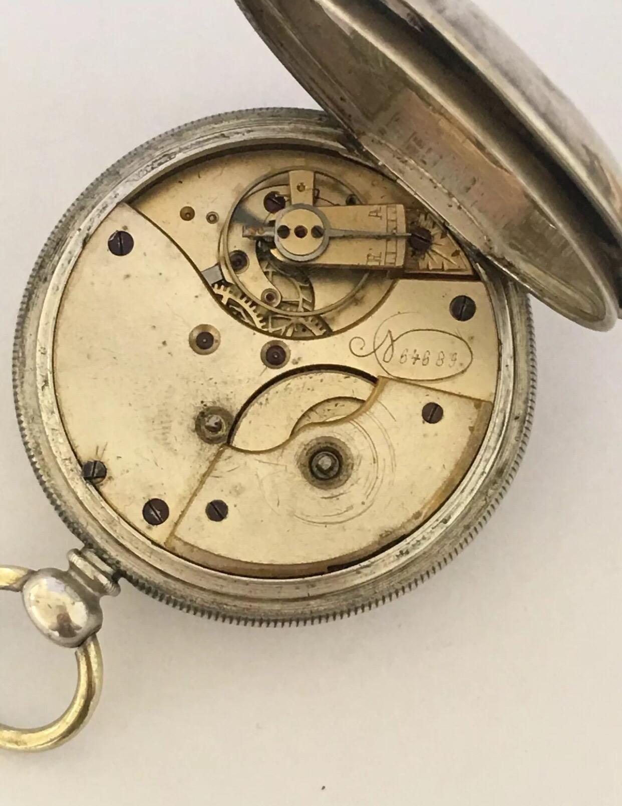 Rare Antique Swinging Pendulum Silver Pocket Watch For Sale 2