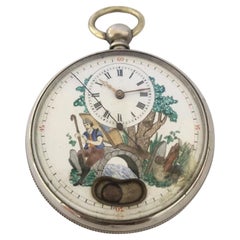 Rare Antique Swinging Pendulum Silver Pocket Watch
