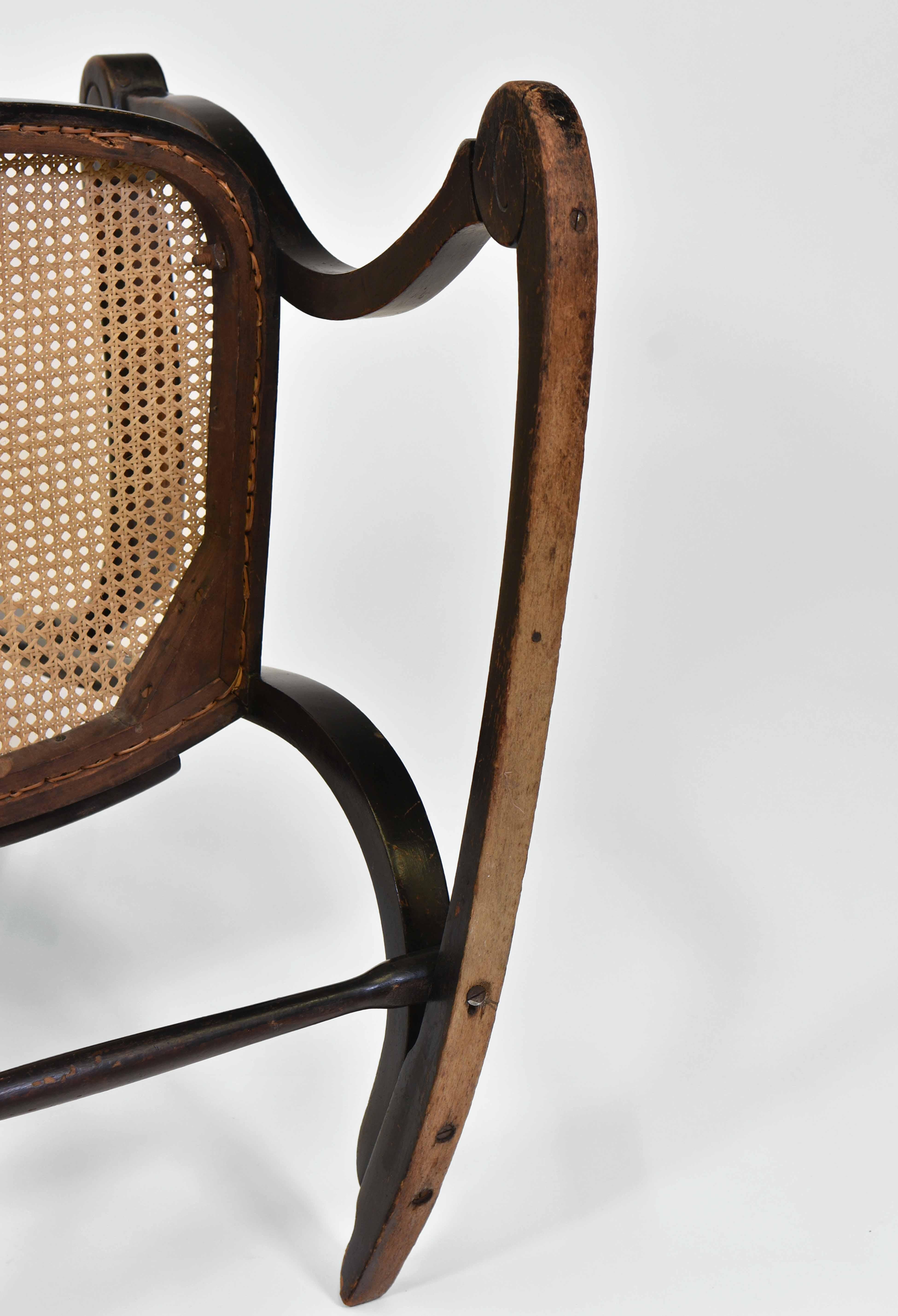 Rare Antique Thonet Art Nouveau Swing Rocking Chair 7401 11