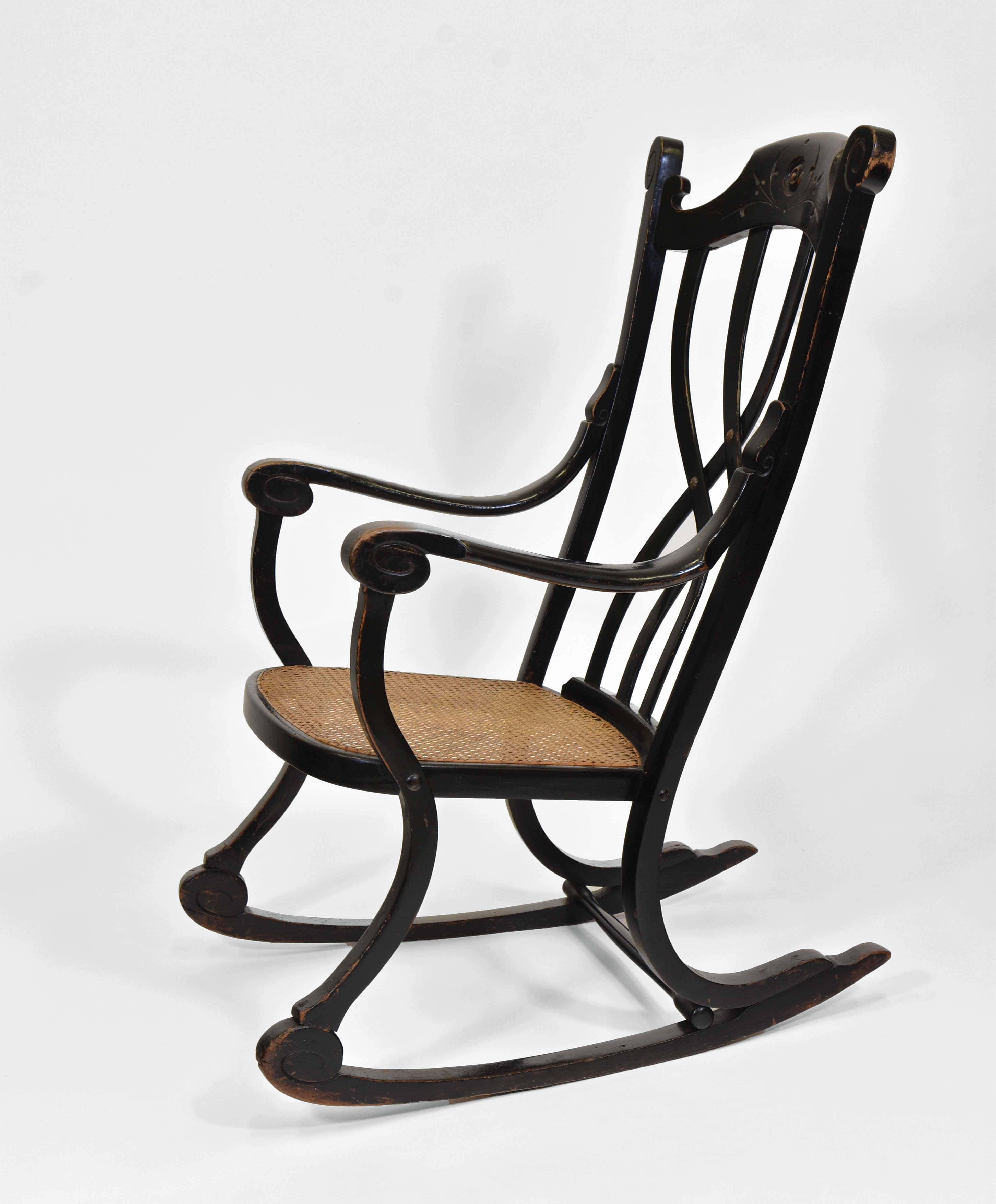 Austrian Rare Antique Thonet Art Nouveau Swing Rocking Chair 7401