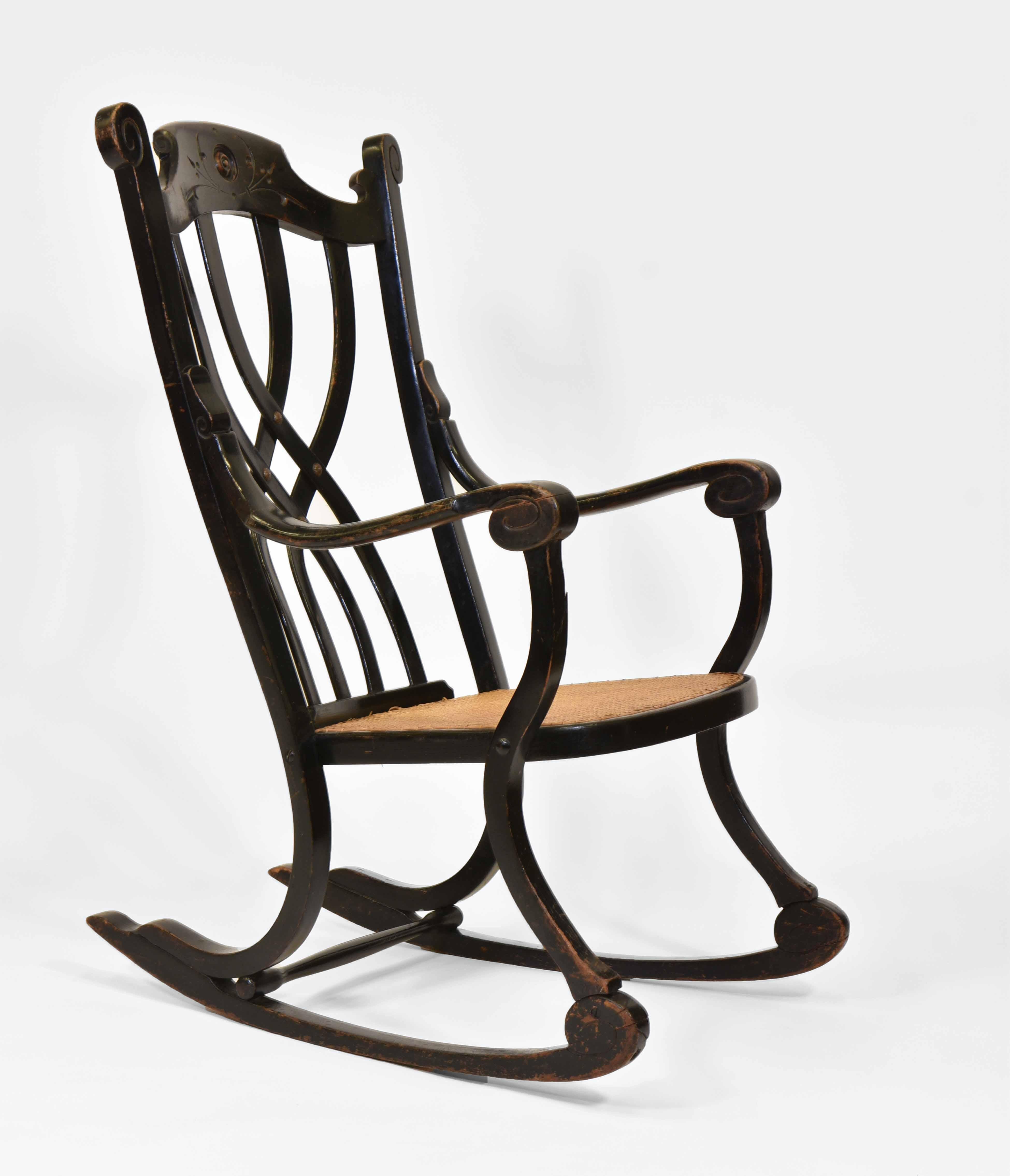 Rare Antique Thonet Art Nouveau Swing Rocking Chair 7401 In Fair Condition In Norwich, GB