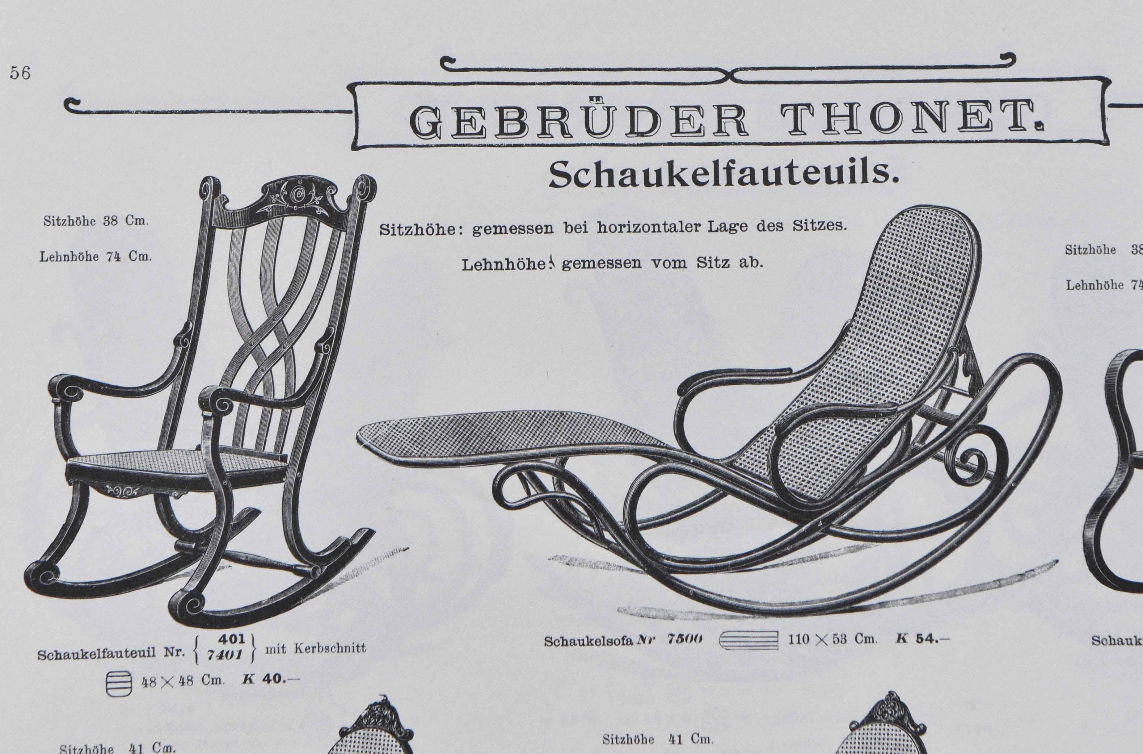 Rare Antique Thonet Art Nouveau Swing Rocking Chair 7401 1