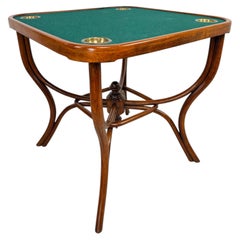Rare Antique Thonet Bentwood Card / Gaming Table no.7 with Brass Ashtrays