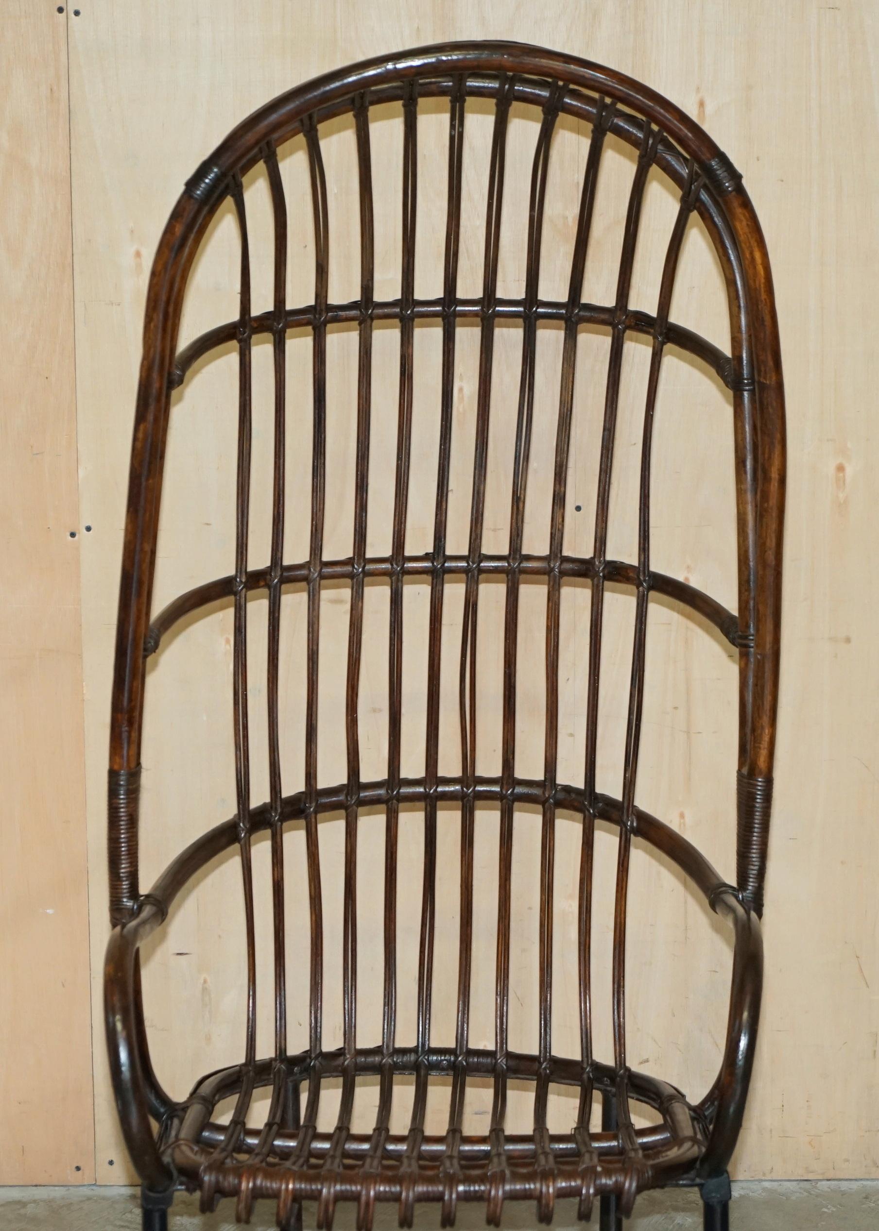 Victorian RARE ANTIQUE THONET STYLE FRENCH BAMBOO STEEL BASE PORTERS WiNGBACK ARMCHAIR For Sale
