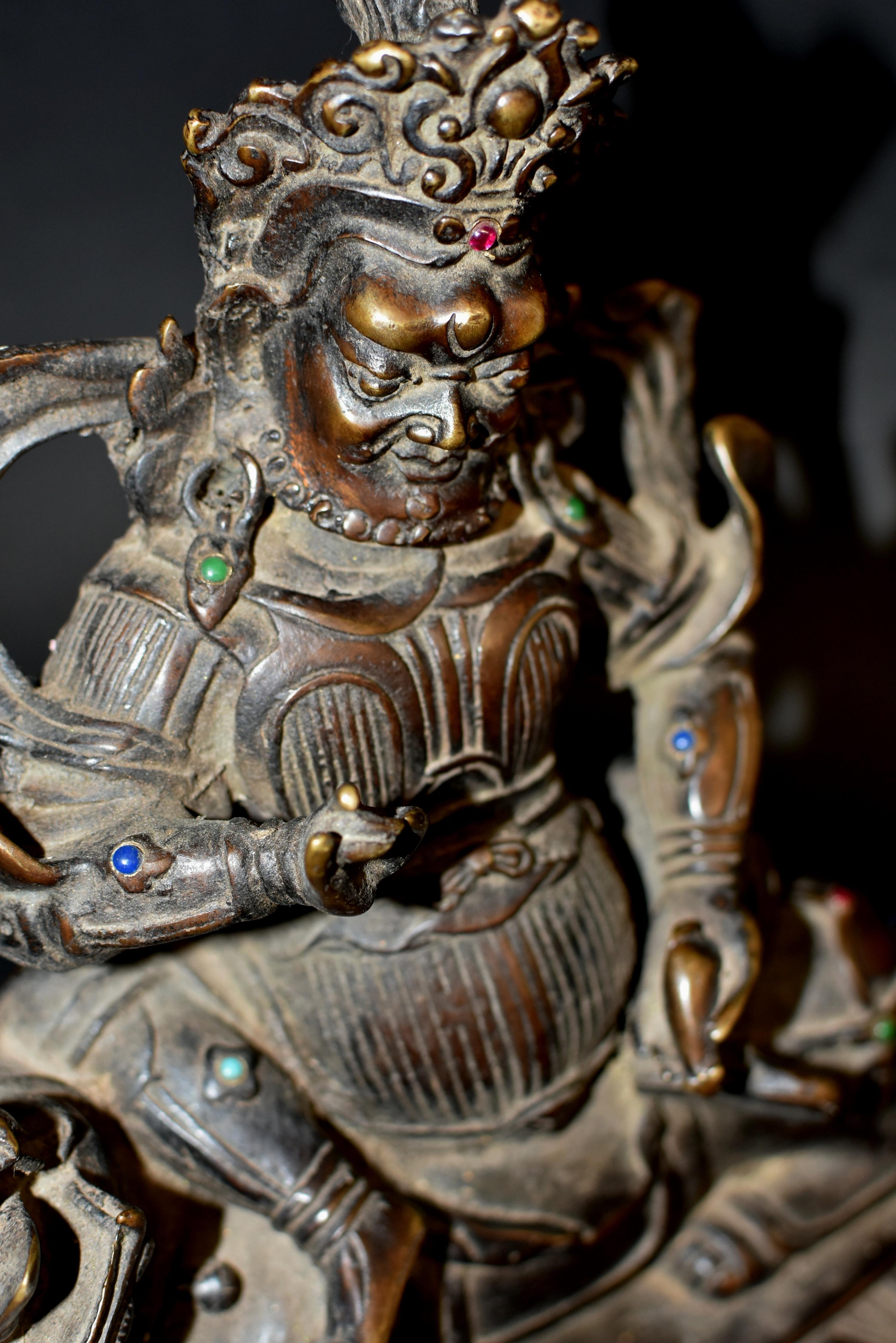 Rare Antique Tibetan Kubera Guardian of Wealth 6
