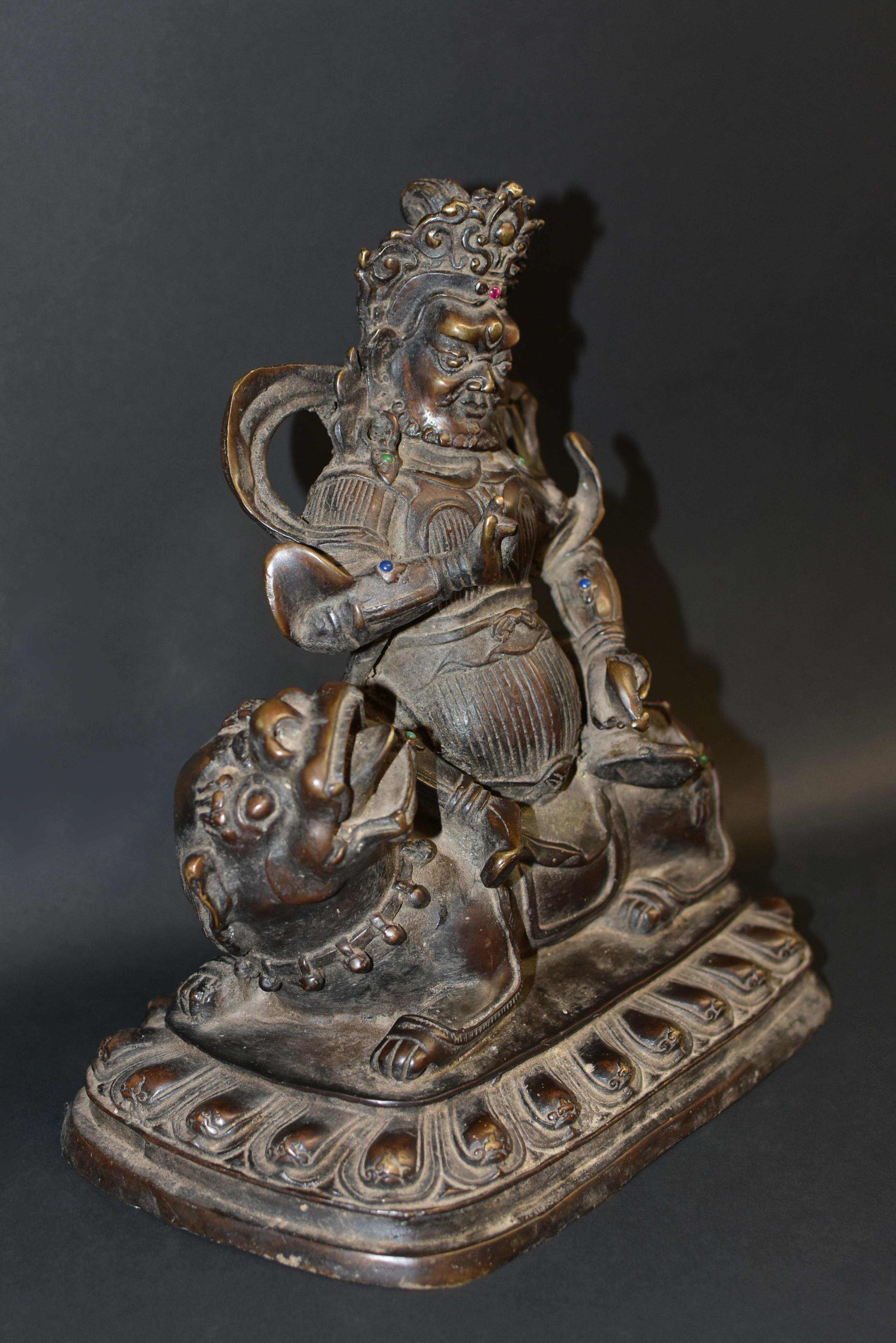 20th Century Rare Antique Tibetan Kubera Guardian of Wealth
