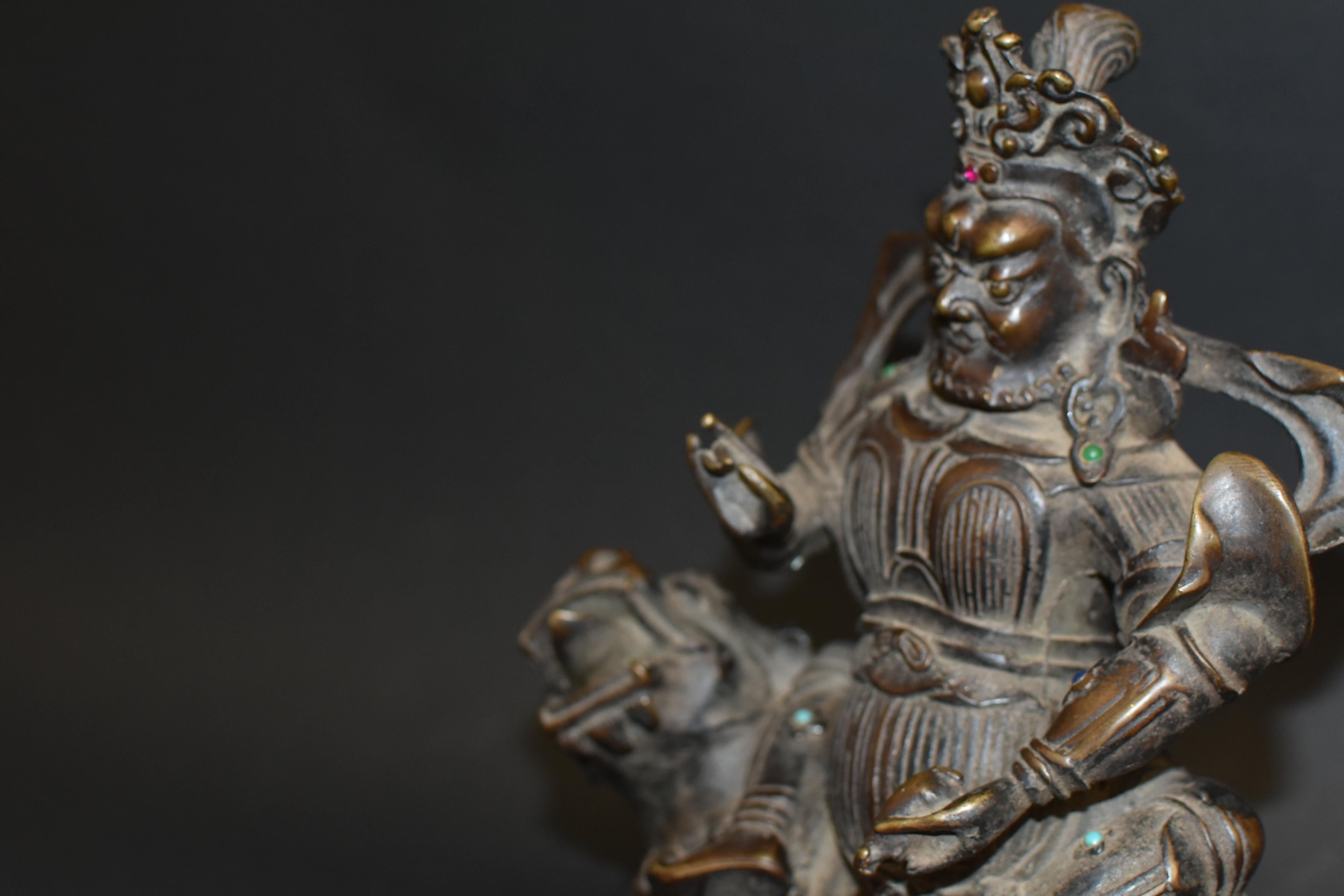 Bronze Rare Antique Tibetan Kubera Guardian of Wealth
